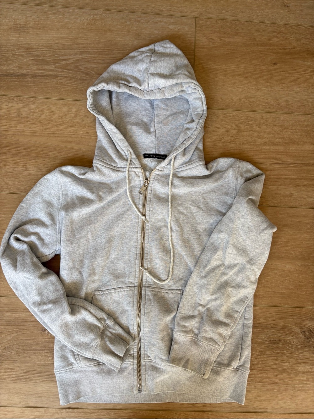 Brandy Melville Light Gray Zip-Up Hoodie